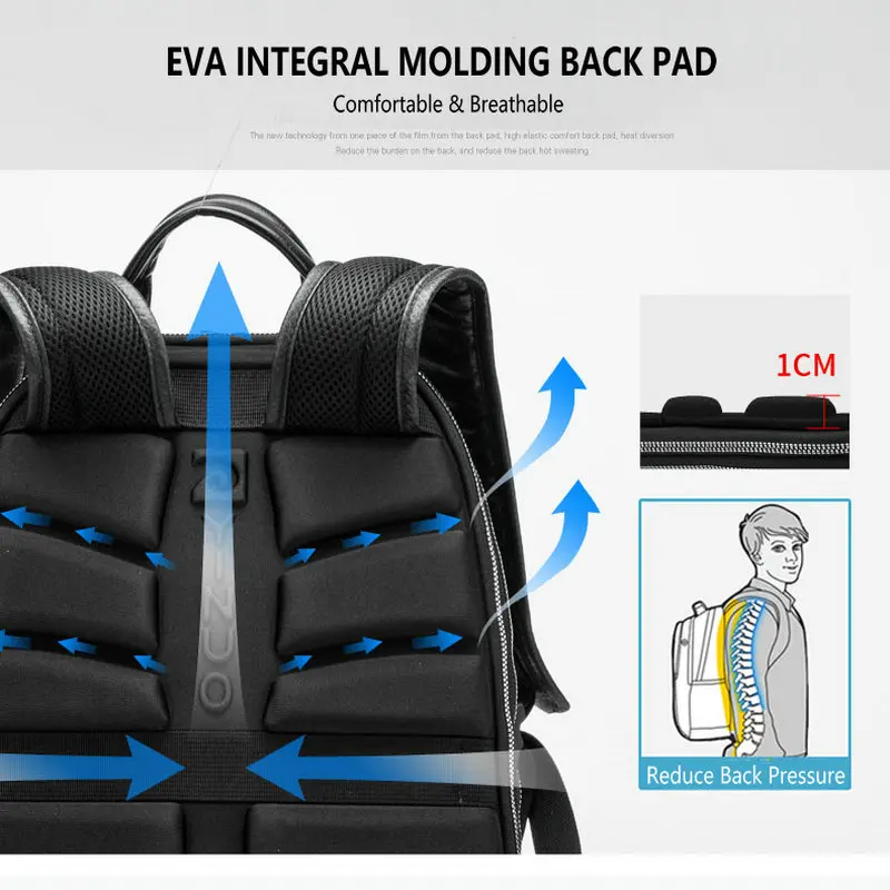 YINUO Мода Универсальный Мужской рюкзак для ноутбука 13 дюймов Рюкзак водостойкий EVA Stamper дорожная сумка