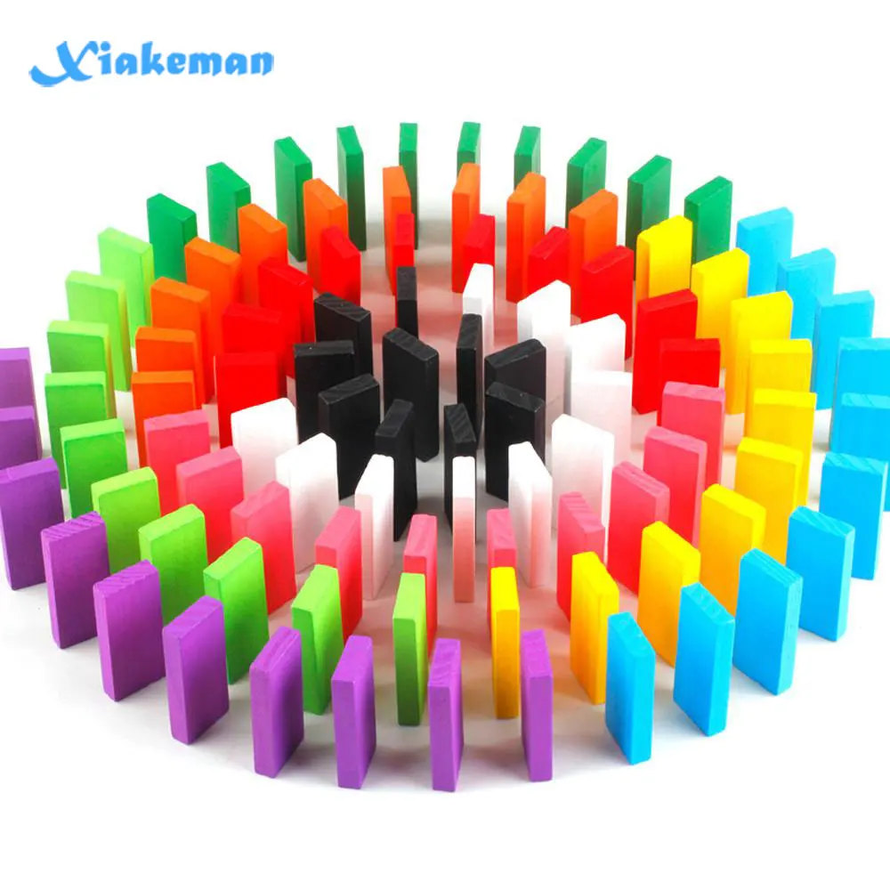 

100Pcs/set 10 Colors Domino Toys Set Children Wooden Colored Domino Blocks Kits Early Educational Dominoes Games Kid Puzzle Toys