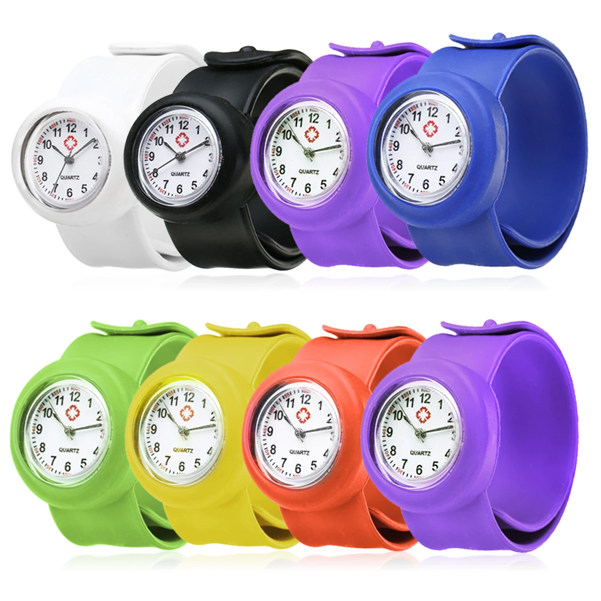 Shellhard 1pc Fashionable Hospital Nurse Slap Watch Silicone Band Quartz Girl Boy Kids Multi Color Snap On Wrist Watch Relogio