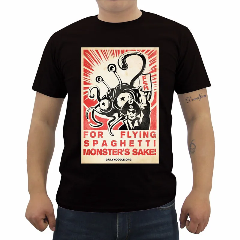 男性用ラウンドネックtシャツ ストリートウェア 楽しい フライングスパゲッティモンスター Cccp 夏 T Shirts Aliexpress