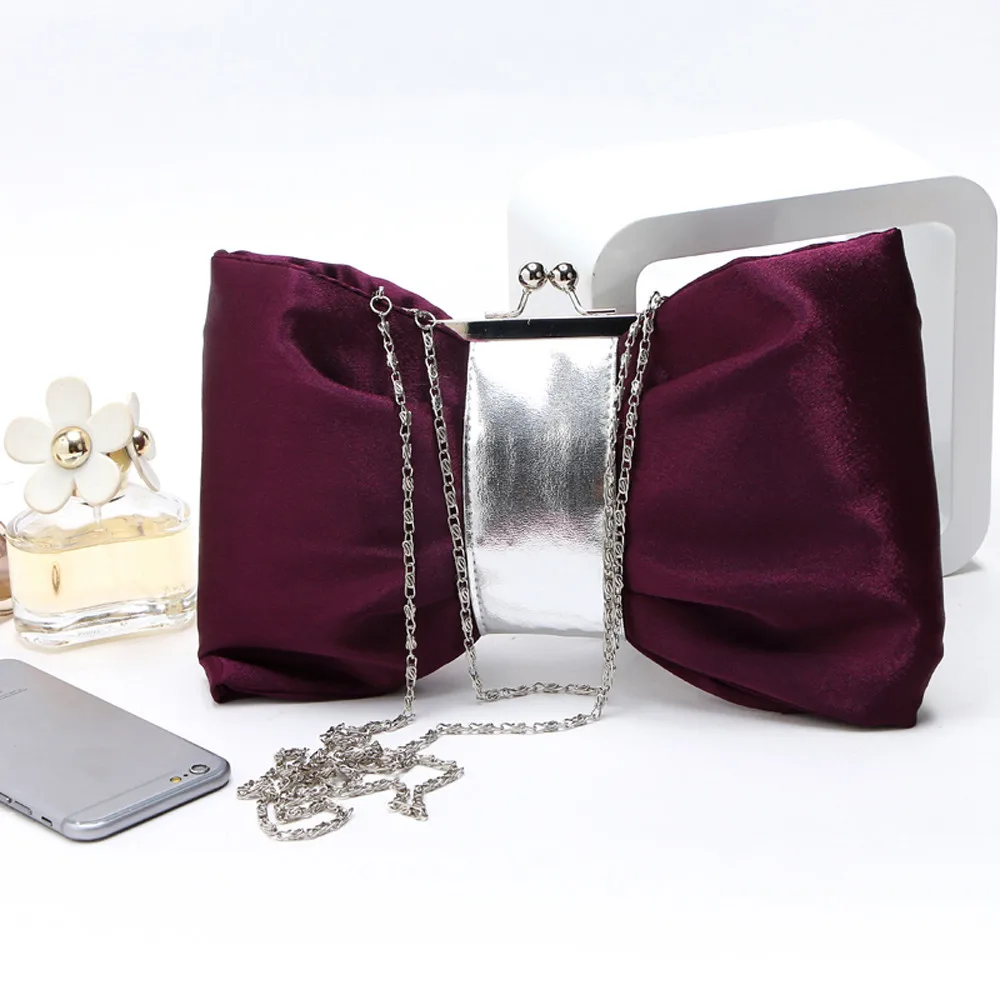 Aelicy, женская вечерняя сумочка, атласный клатч, Женская сумочка, тонкая сумка на плечо с цепочками, дизайнерская сумка через плечо с бантом