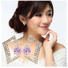 Классические геометрические стразы, серьги-гвоздики для женщин, модные брендовые круглые серьги с кристаллами, Элегантные Свадебные Роскошные ювелирные изделия Brincos