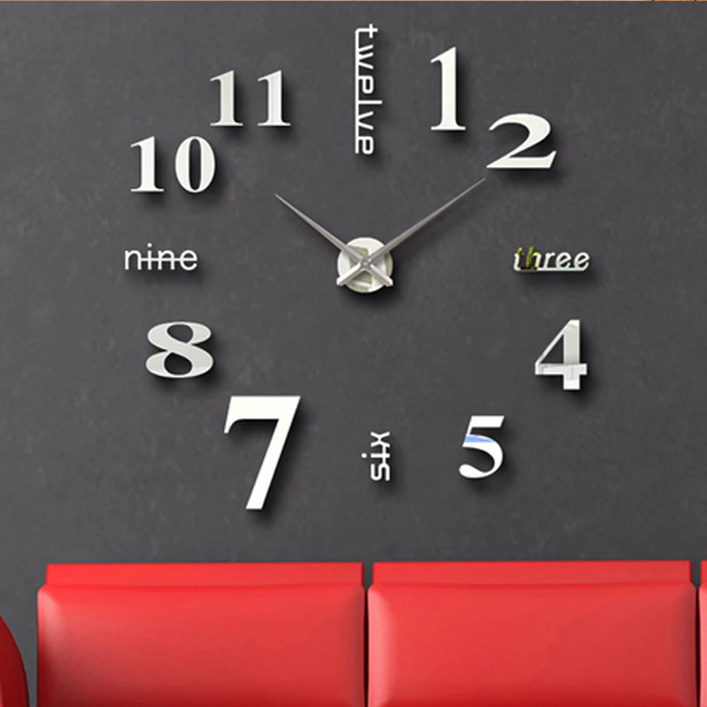 large wall clock mirror clocKs Fashion Watches 3d Real Big Wall Clock