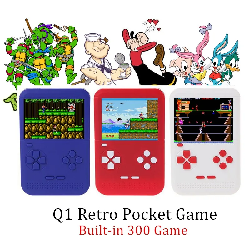 Q1 Updated RS6 Portable Retro Mini Handheld Game Console 8 bit 2.6 inch LCD Color Colour Children Player Built-in 300 games | Электроника