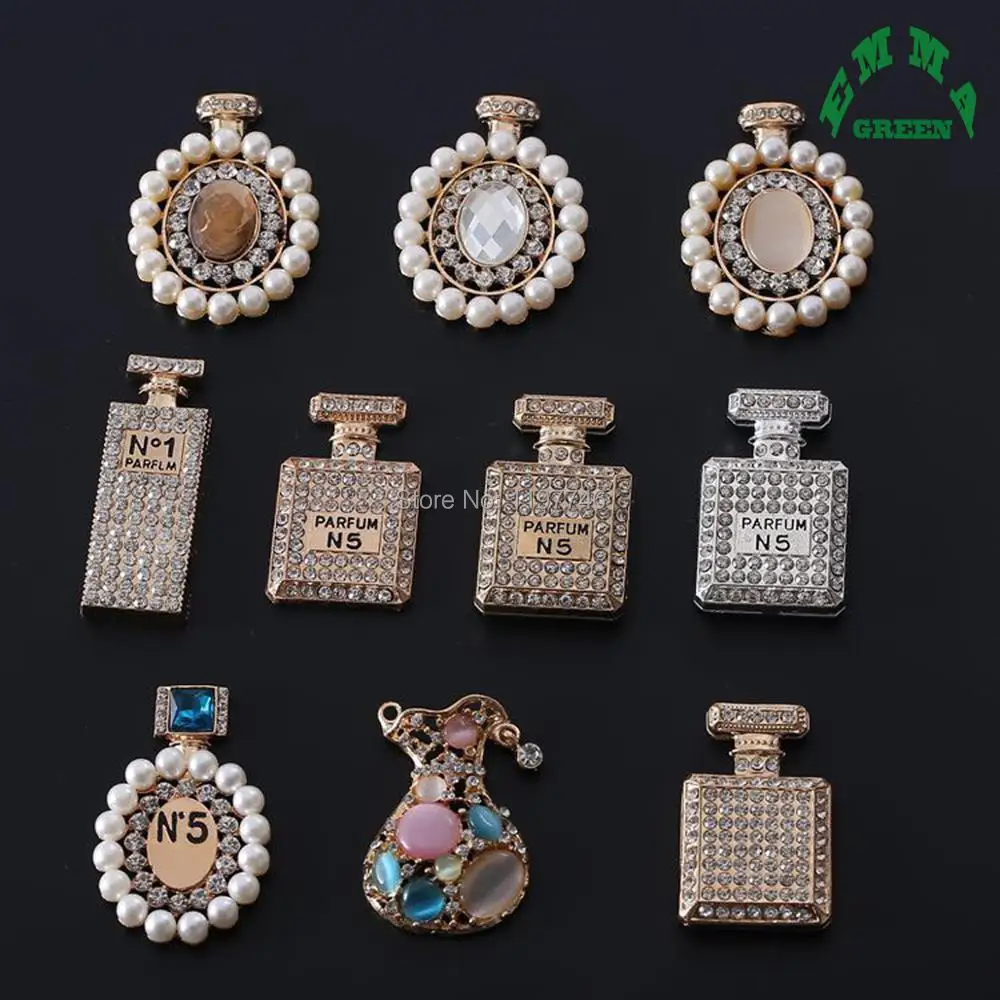 

Big Perfume Bottle Round Square Rectangle Pearls Rhinestone Flatback Embellishments 10pcs Antique Classical Jewelry Findings