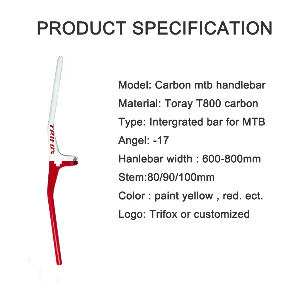 TRIFOX Full Carbon MTB руль 17 градусов горный велосипед подъемный со стволом 80/90/100 мм UD