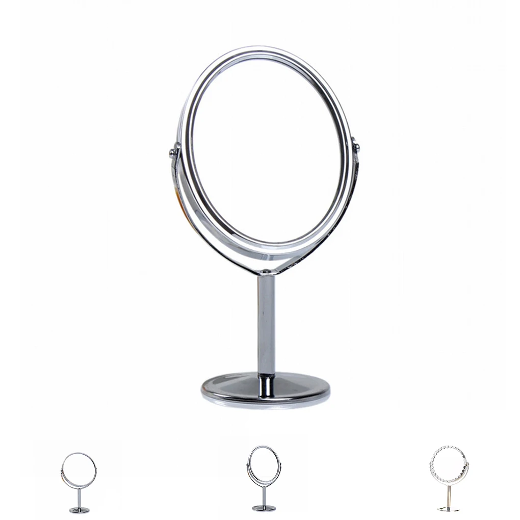 

Luxury design Silver Desk Type Double Side Cosmetic Makeup Mirrors with 1:2 Magnifying Function glass cosmetic mirror