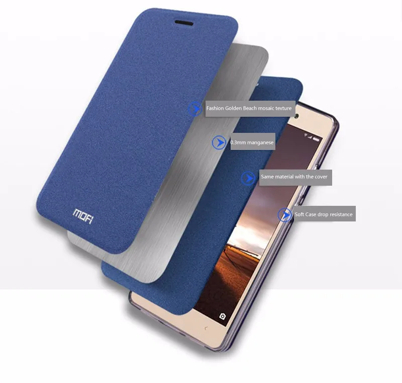 100% Mofi Original de cuero de lujo Flip funda para xiaomi redmi 3 s redmi 3 pro redmi 3 S funda