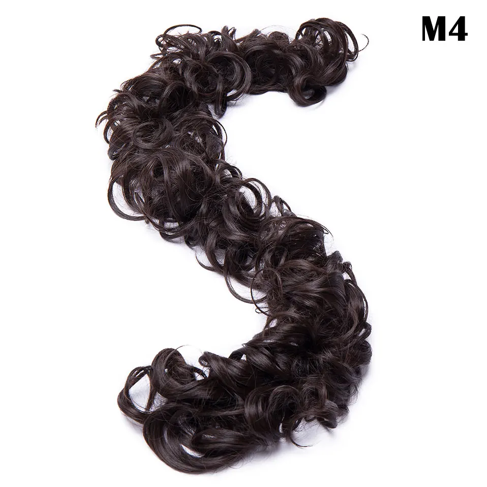 S-noilite термостойкие волокна женские черные коричневые резинки кудрявые шиньон UPDO синтетические шиньоны булочки для наращивания волос - Цвет: M4