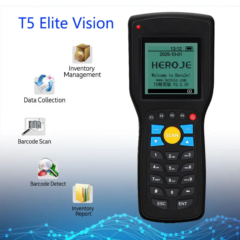 T5 Elite Wireless Barcode Reader Terminal Data Collector Scanner 