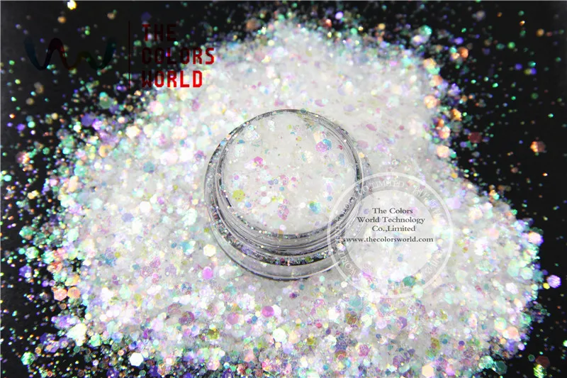 

TCR22-H1 White color with purple red Light Colorful Glitter Hexagon shapes Glitter for nail art DIY and Holiday's decoration