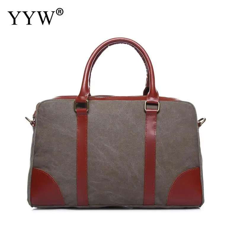 Vintage Canvas Unisex Handbags Camel Tote Bag for Men Dark Blue Women Top-Handle Bags with PU Leather Gray Male Crossbody Bag fashion male top handle bag solid color canvas bags blue men s handbag brown tote bag for man and boy multifunction handbags