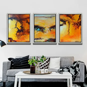 

3 pieces modern abstract handmade painting on oil canvas for living room decor and wallpaper gallery