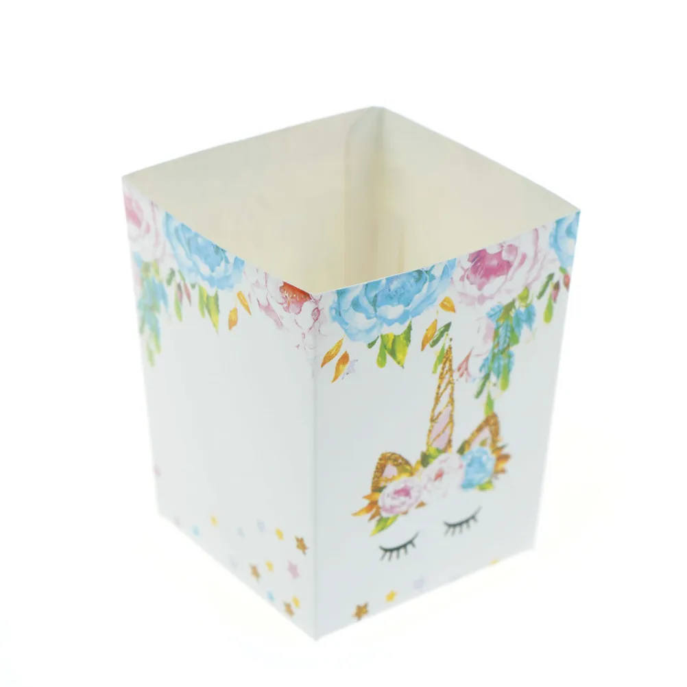 Бумажная коробка для конфет в виде поп-кукурузы, Подарочная коробка, 6 шт./лот, коробка для попкорна в виде единорога, принадлежности для вечеринки на день рождения, вечерние украшения в виде единорога