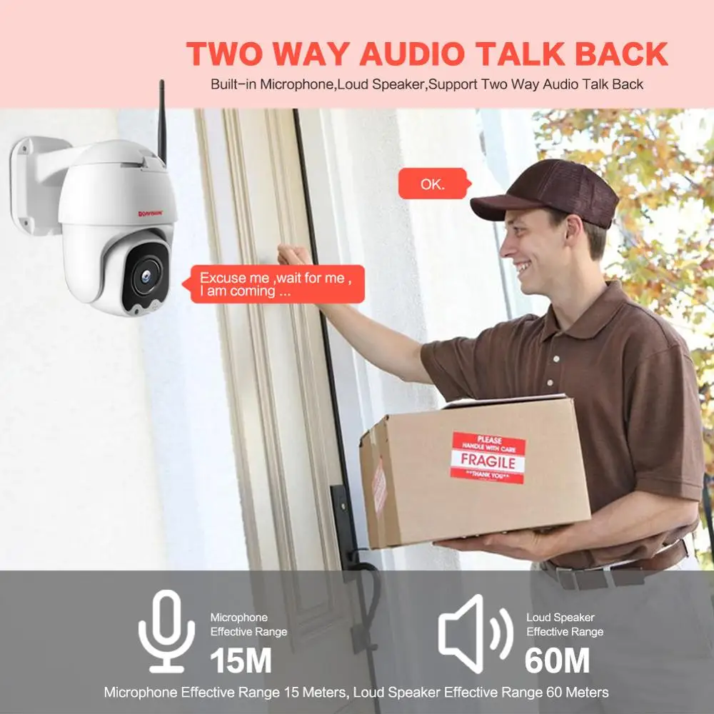 IP камера купольная 1080P Wi Fi 2 канала TF карта ИК 30 м|Камеры видеонаблюдения| |