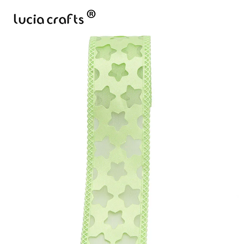 C3 Light Green 5y Lucia crafts 5y/6y 40 мм Звездные ленты из органзы для свадебного домашнего декора DIY шитье подарочная упаковка аксессуары ручной работы P0707 - Цвет: C3 Light Green 5y