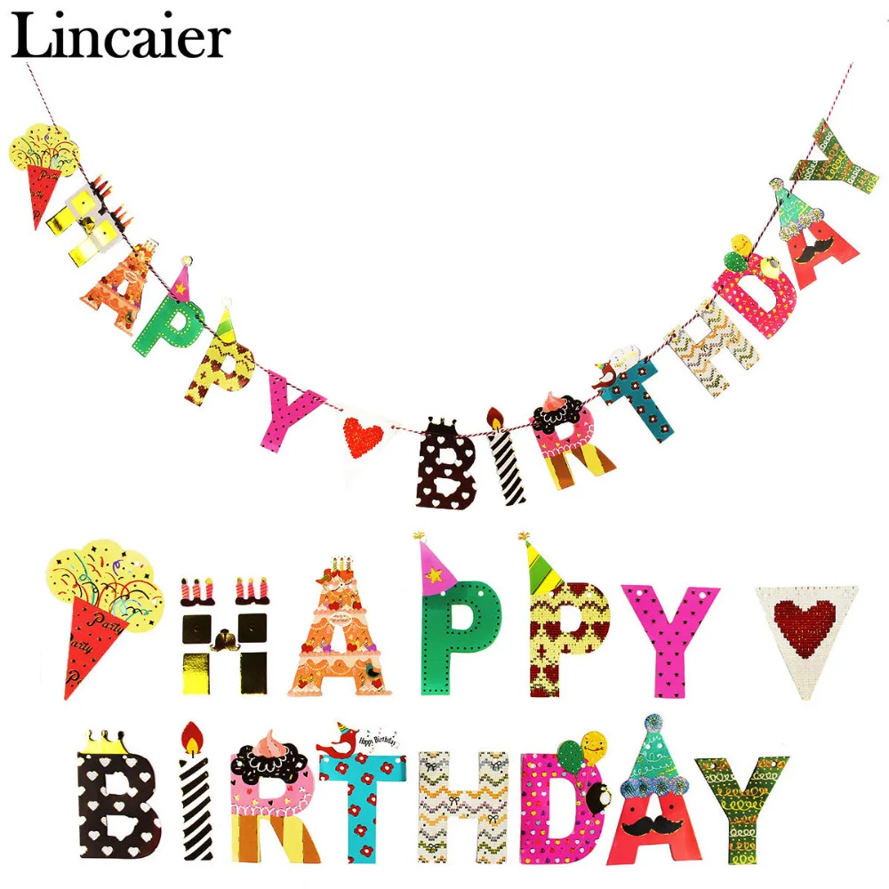 Lincaier 2 Meters Cartoon Happy Birthday Paper Banner