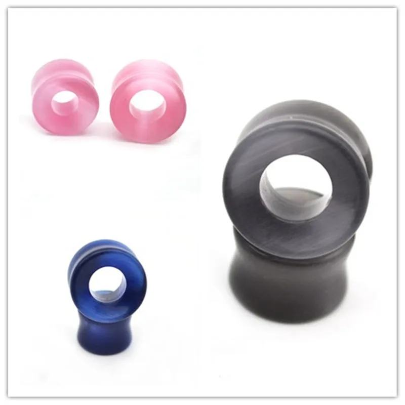 

Flesh Tunnel Plug Clear Stone Taper Stetcher Double Flare Opalite Semi Precious Body Piercing Jewelry hip hop 10mm 12mm Rings