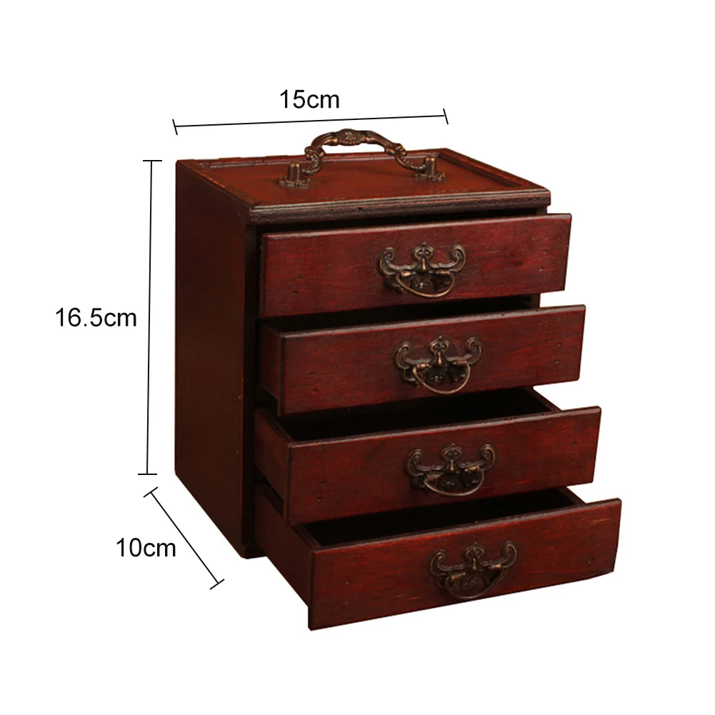 Антикварная Деревянная Коробка для хранения ювелирных изделий ретро стиль династии Мин и Цин 4 ящика коробка для хранения косметики Органайзер