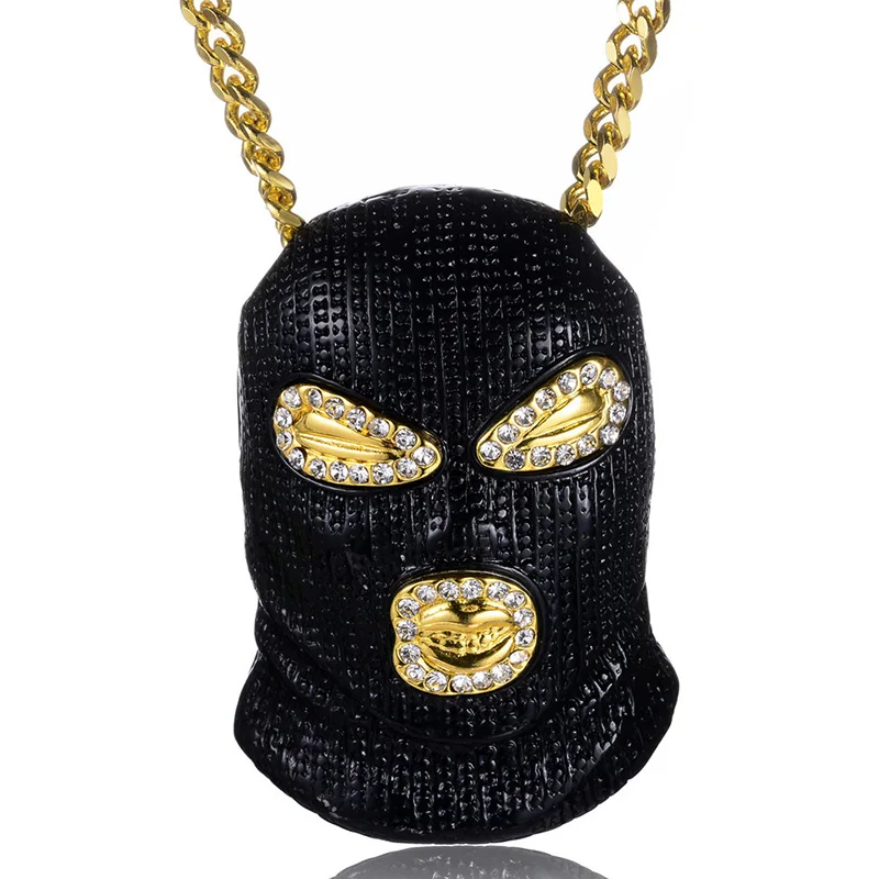 3 цвета, панк стиль, персонализированная голова в масках, Большая подвеска, ожерелье, хип-хоп ювелирные изделия, стимпанк, Золотая длинная цепочка, массивное ожерелье - Окраска металла: N029-3