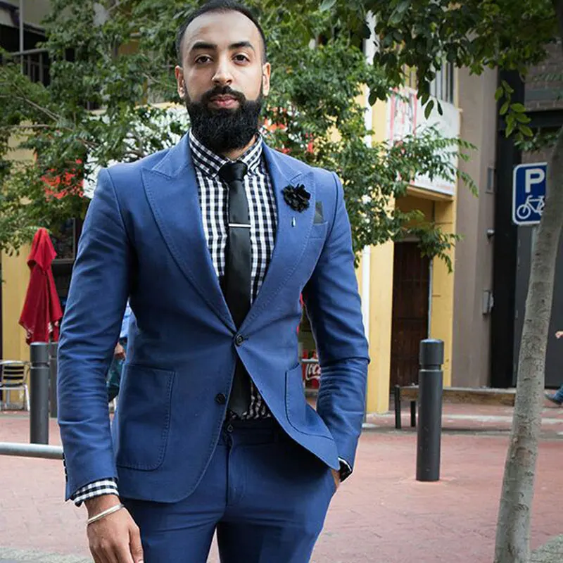 

Custom Navy Blue Men Suits Latest Pants Coat Design 2Piece Groom Tuxedo Costume Homme Formal Business Man Blazer Terno Masculino
