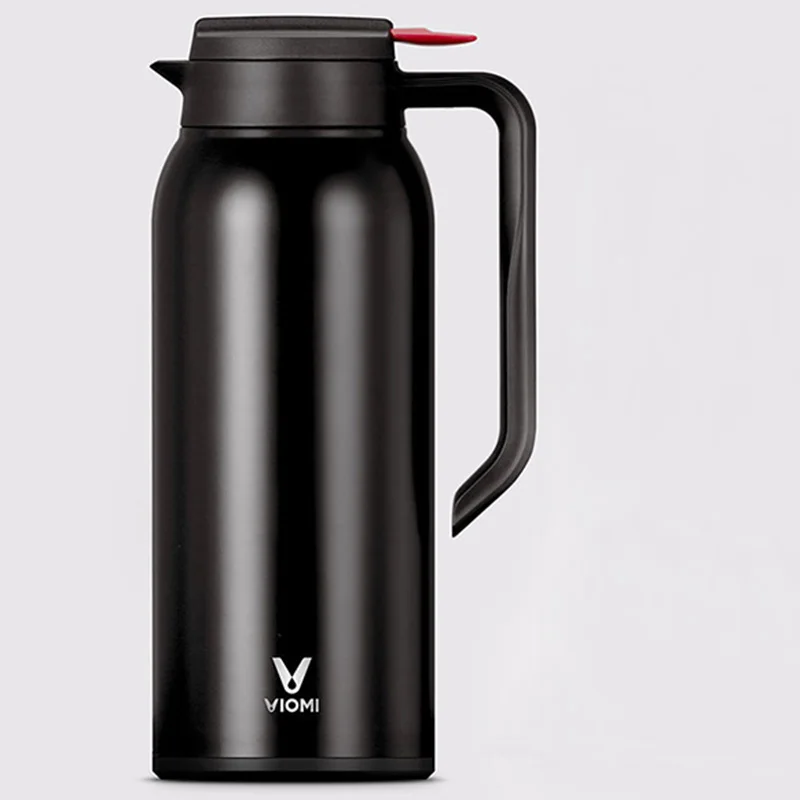 Оригинальная Xiaomi стальная Вакуумная чашка VIOMI Термокружка 1.5L нержавеющая 24 часа колба чайник для воды для ребенка для умного дома - Цвет: black