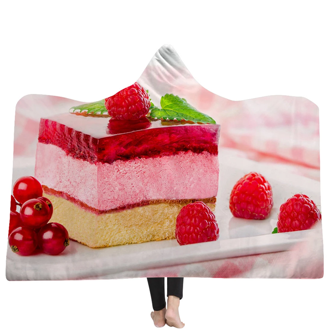Food Dessert 3D Printed Warm Wearable Polyester Throw Blankets Plush