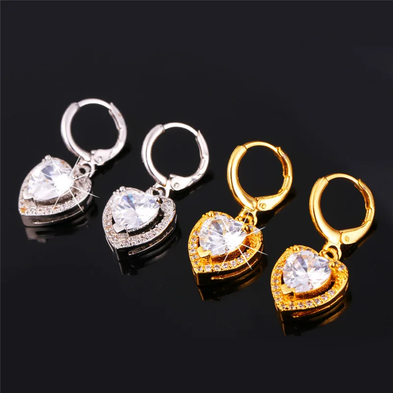 Женский Свадебный комплект из колье и сердца с фианитом|earring necklace set|heart jewelry setsjewelry