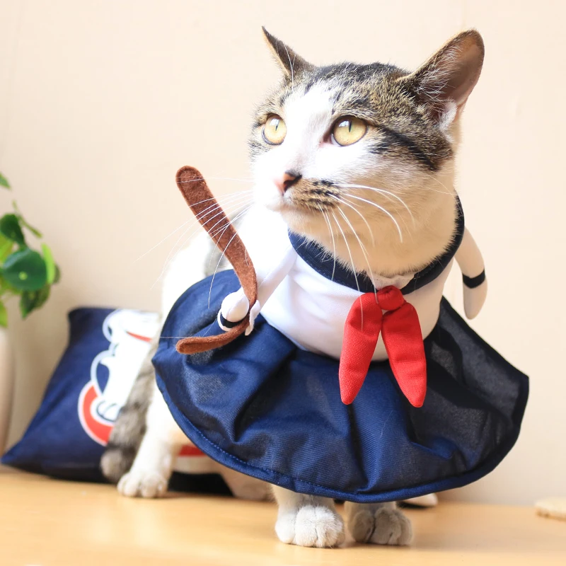 Cat Clothes, Japanese High School Uniform Inspired Cat Attire, Cat Costume.