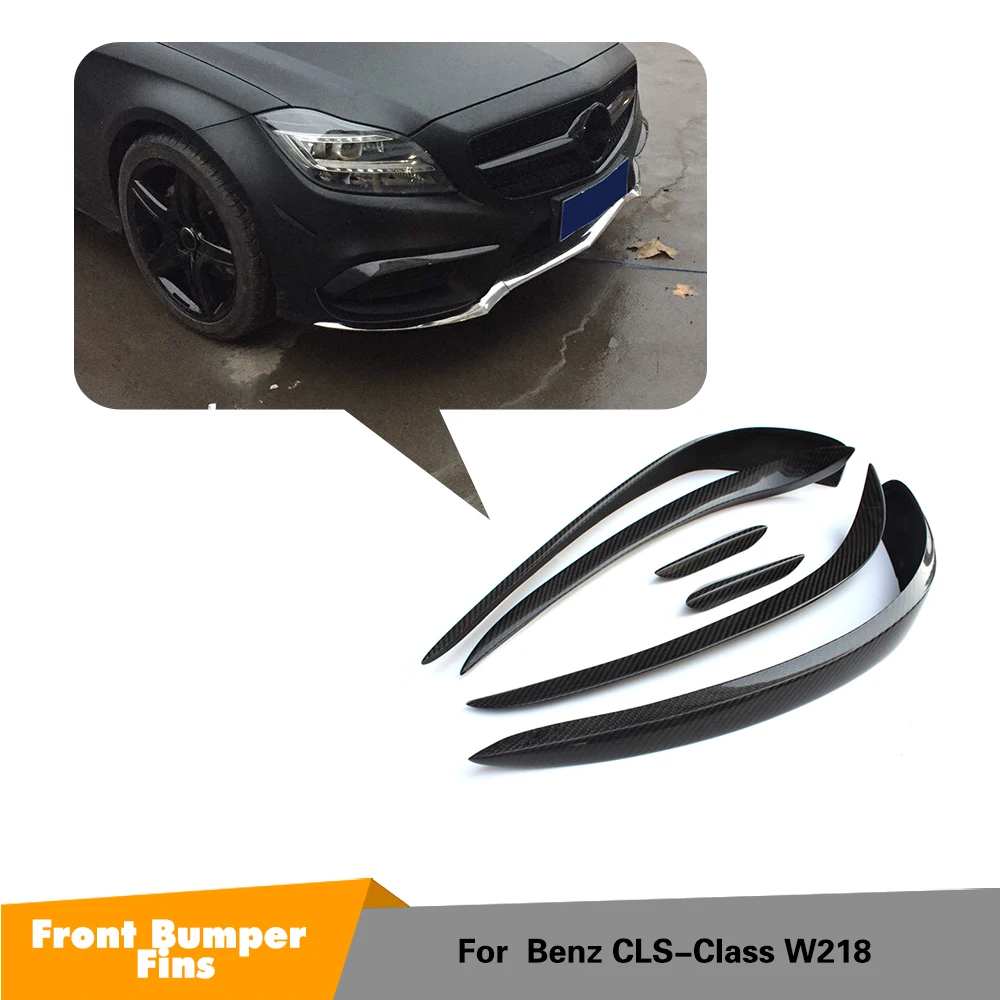 Передние разветвители для губ CLS W218 6 шт. черный углеродный Benz Class CLS350 CLS400 сплиттер