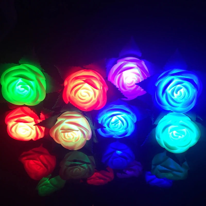 Красивый Цветочный декор искусственная Роза Emulational цветок LED 6 цветов Опора День