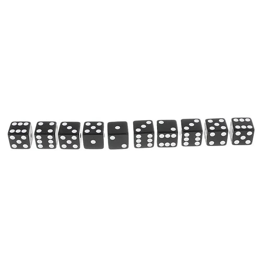 Black Acrylic Dice 16mm White Dot Square Corners 10pcs pack Game Dice game dice dice set acrylic dice