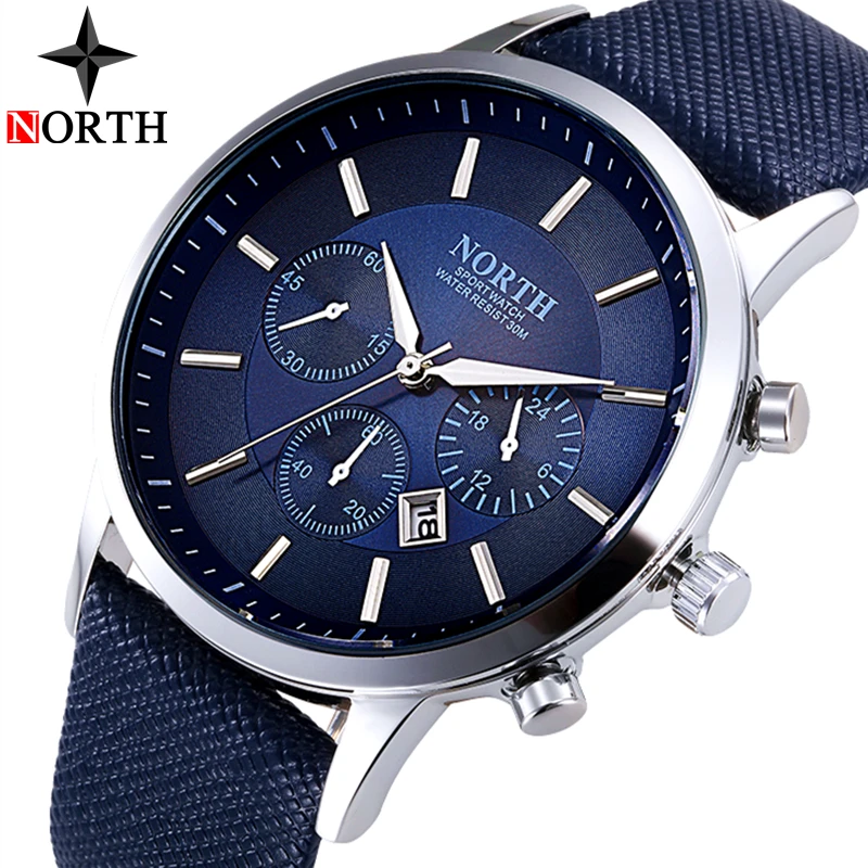 

Relogio Masculino North Watch Men Casual Military Quartz Watch Leather Mens Watches Top Brand Luxury Sport Wristwatch Date Clock
