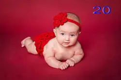 Бесплатная доставка, 100% хлопок Детские ручной крючком красный цветок Банданы для мужчин и торт подгузник/шорты Комплект для новорожденных