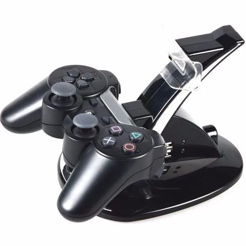 Dual Wireless Controller USB Charger Charging Dock Station Blue LED For