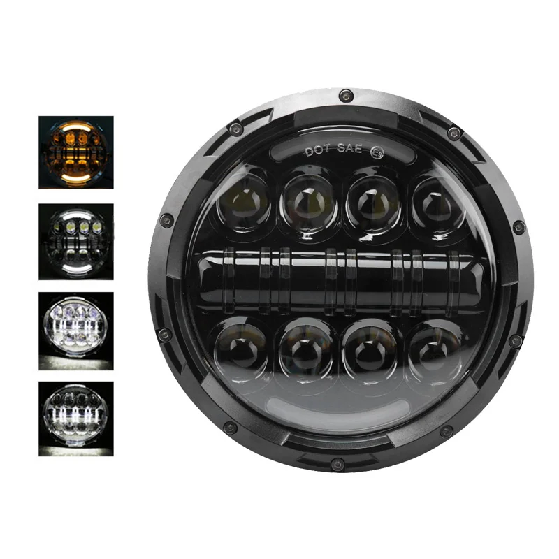 2016 New 7 inch 80W Chrome Motorcycle LED Headlight with white DRL and yellow turn Signa for Harley davidson Motorcycle lighting (16)