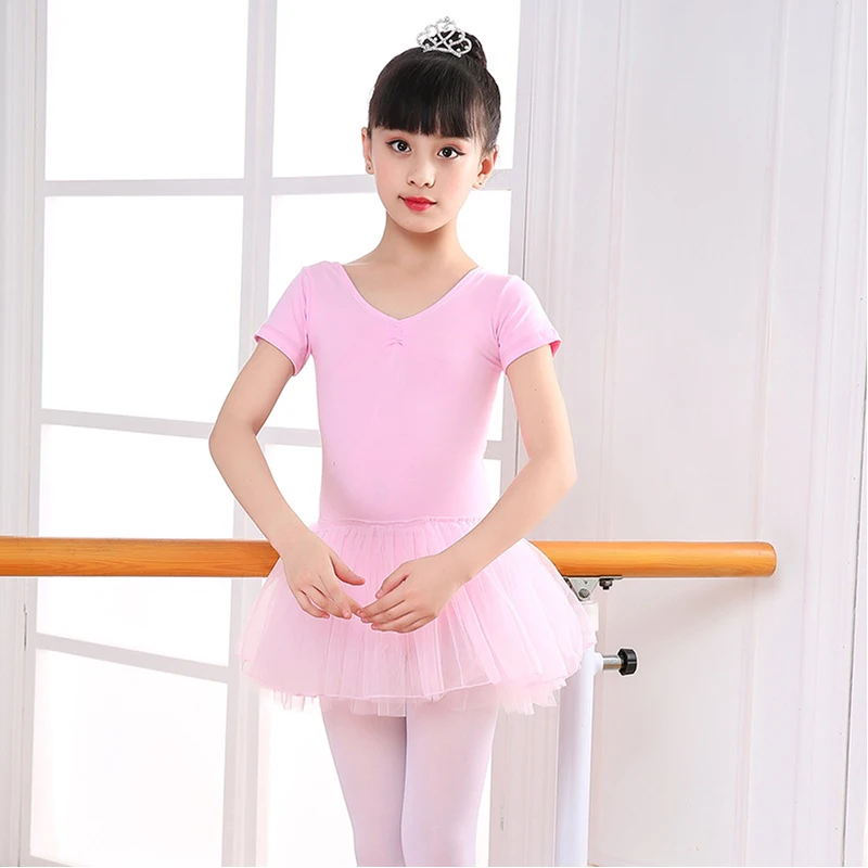

Children Ballet Tutu Dress Swimsuit for Dancing Short Sleeve Ballet Dance Leotard for Girls Kids Bodysuit