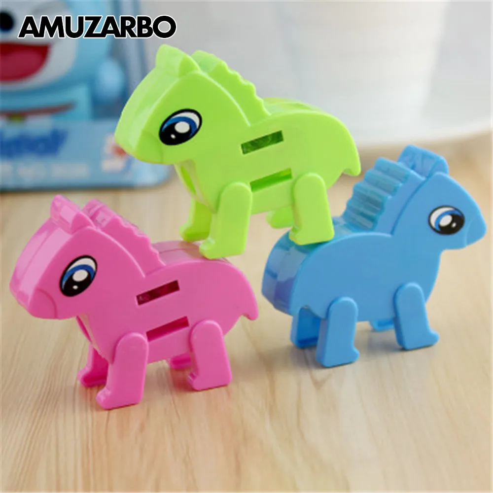 

1 PCS Creative Plastic Cartoon Trojan Horse Shape Wooden Pencil Sharpener Cutter Student Kid Gift Stationery School Supply