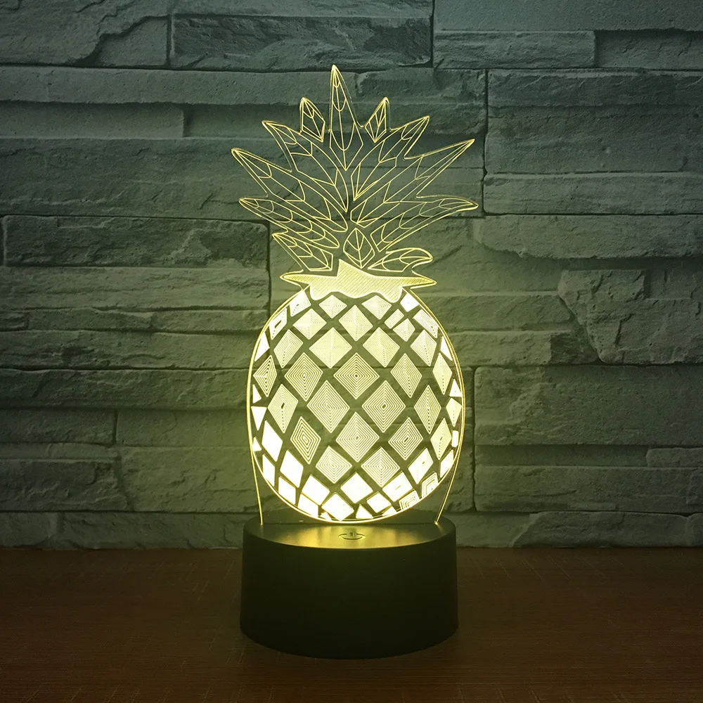 

LED creative 7 color night light bedroom bedside decoration 3d stereo table lamp holiday atmosphere gift pineapple 2368