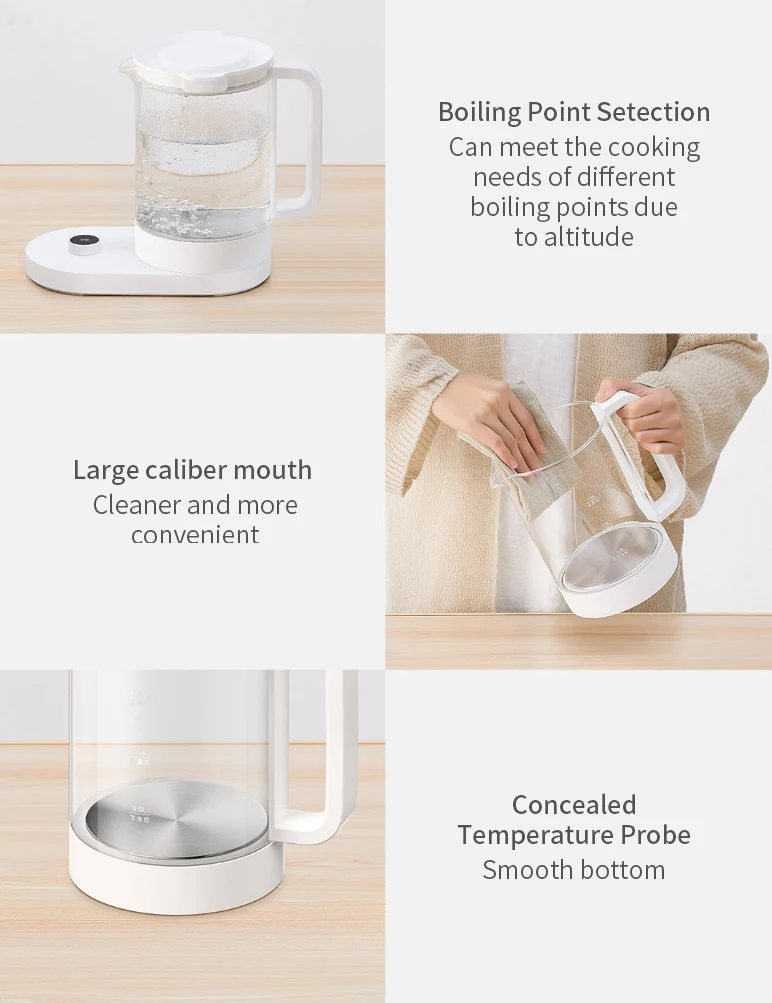 XIAOMI Mijia 1.5L 1000 Вт Multi-function Smart Electric Skillet glass Electric Water чайники бутылка Mijia приложение дистанционное управление