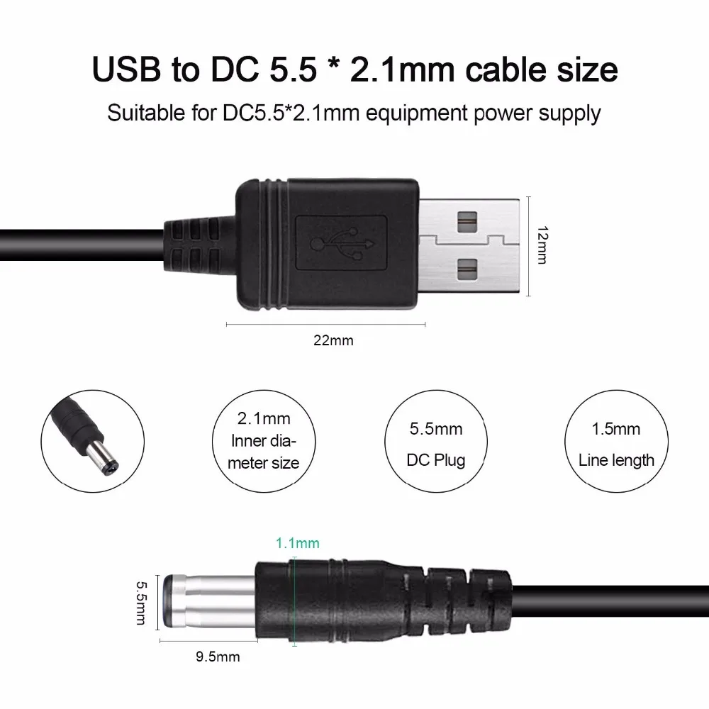 Универсальный USB для DC 5,5x2,1 мм штепсельный шнур питания с 10 разъемами для роутеров, мини-вентиляторов, динамиков, камер, смартфонов и т. Д