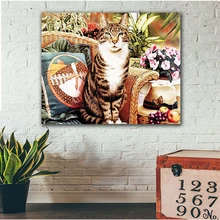 DIY цветные картинки по номерам с цветами озорная и милая живопись с котенком Рисование Живопись по номерам Обрамленный дом