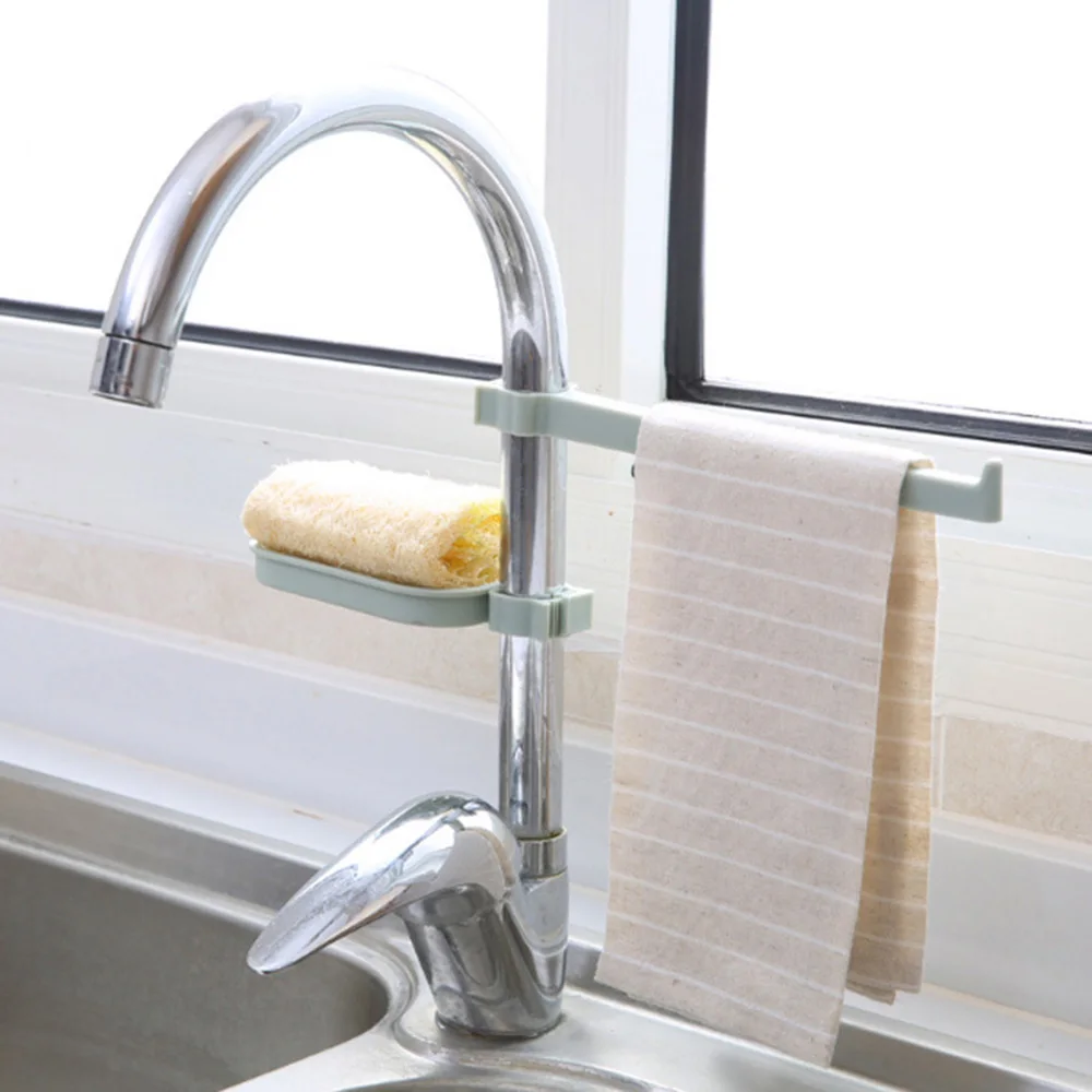 

adjustable Faucet drain rack pool storage rack Kitchen sink sponge cloth drain holder combination Clip Towel racks soap dish
