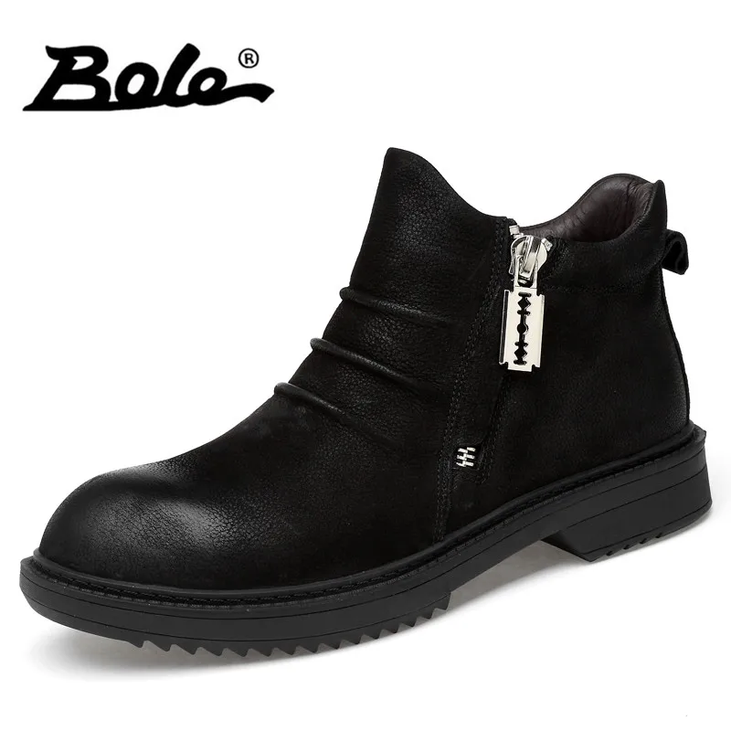 BOLE Large Size 36-47 Men Autumn Winter Boots New Fashion Men Height Increasing Leather Boots Plush Warm Snow Sneakers for Men BOLE Large Size 36-47 Men Autumn Winter Boots New Fashion Men Height Increasing Leather Boots Plush Warm Snow Sneakers for Men