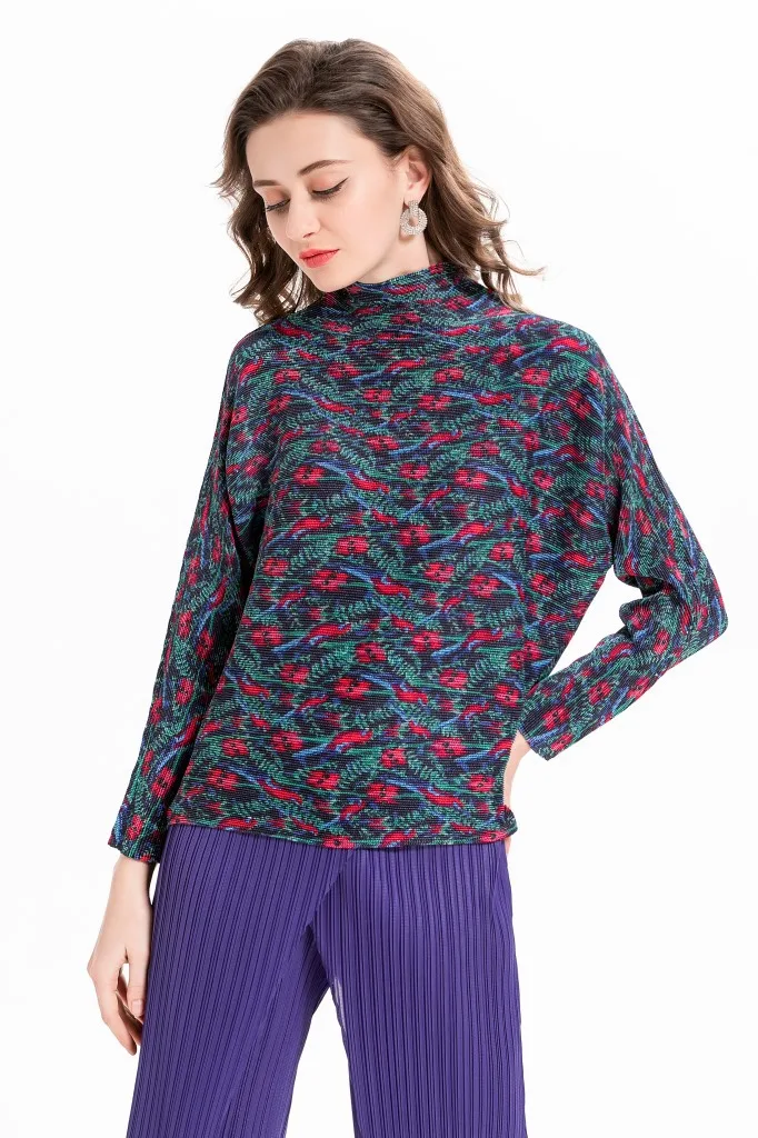 High Collar Chiffon Top Miyak High Collar Pullover