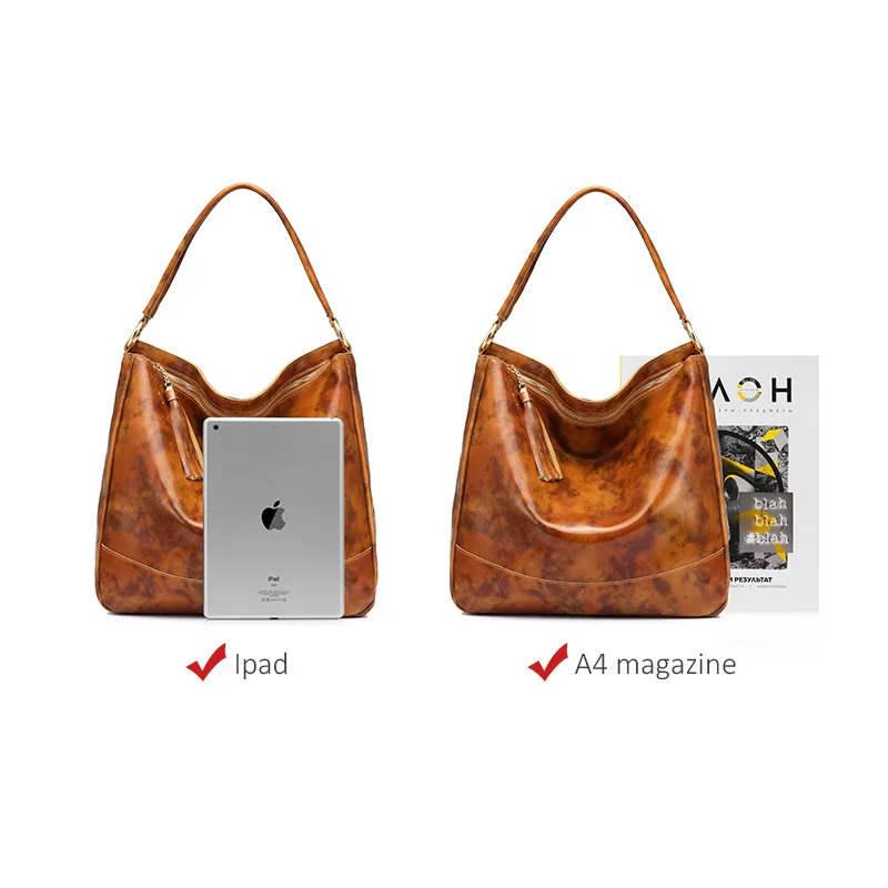 Бренд REALER, женские кожаные сумки, женская сумка через плечо из натуральной кожи, Большая вместительная сумка-тоут с кисточкой, черный/коричневый
