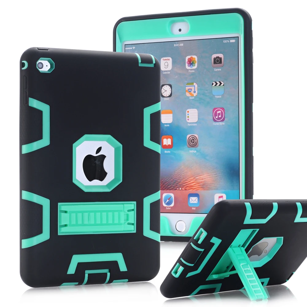 Goedkoop WeFor Case Voor Apple iPad Mini 4 Shockproof Zware Rubber met Hard Stand Case Cover Fundas W Screen Protector + Stylus Pen