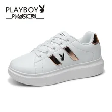 Playboy/Осенняя женская обувь; модная женская повседневная обувь; дышащие белые туфли на толстой подошве; Студенческая обувь