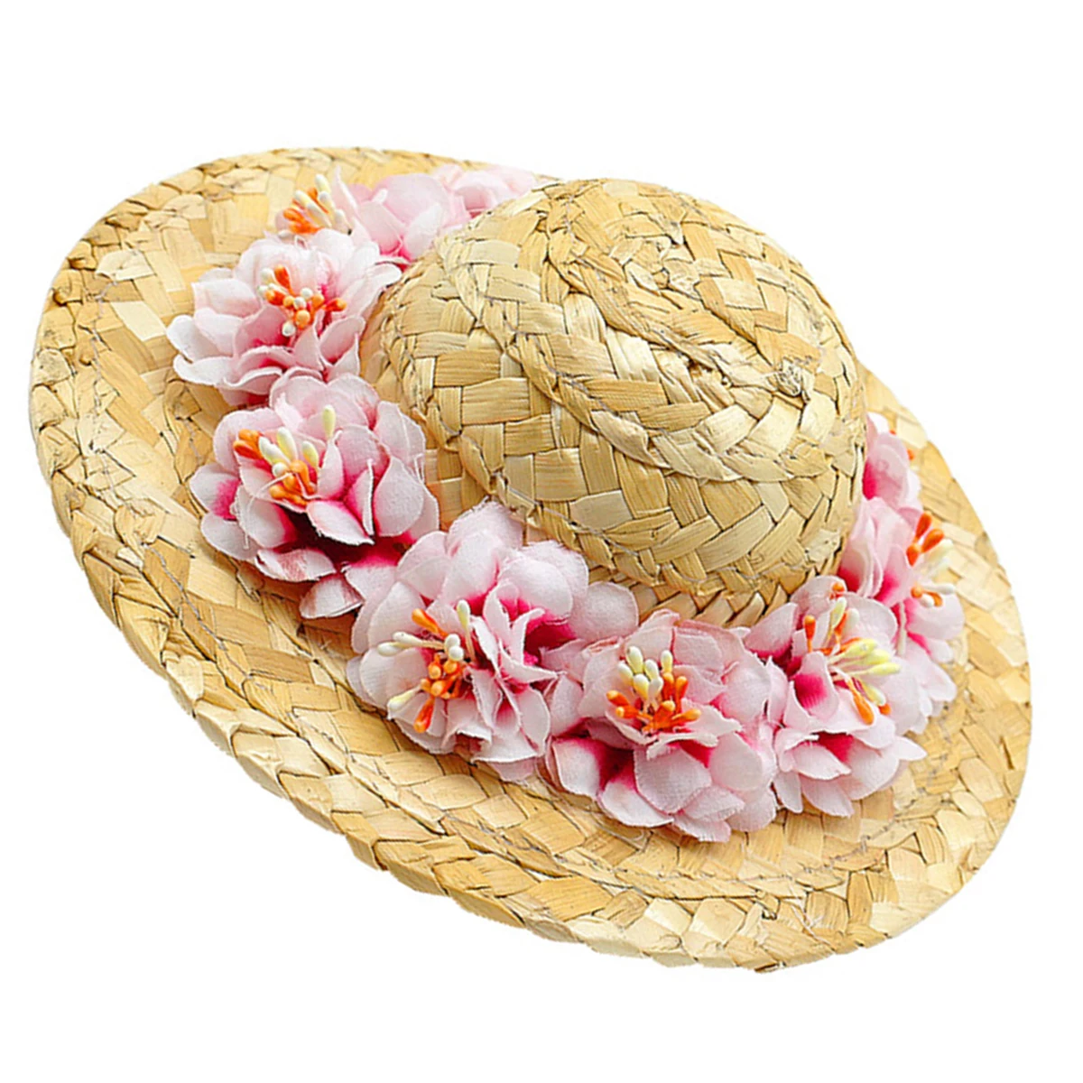 Pet Flower Straw Hat Dog Spring Summer Sunhat