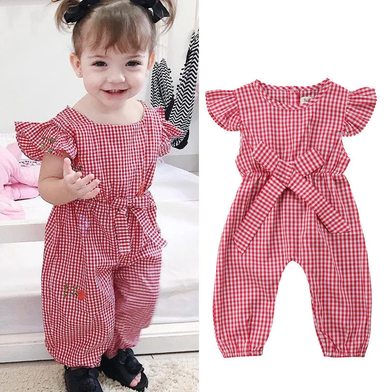 Pudcoco baby girl plaid Romper bebé recién nacido ropa niño recién nacido ropa de bebe niño Verano de manga corta trajes Pudcoco baby girl plaid Romper bebé recién nacido ropa niño recién nacido ropa de bebe niño Verano de manga corta trajes